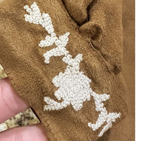 Trish Scully Girls SZ 4 Brown Suede Embroidered Peplum Pearl Snap Cowgirl Dress - Picture 3 of 10